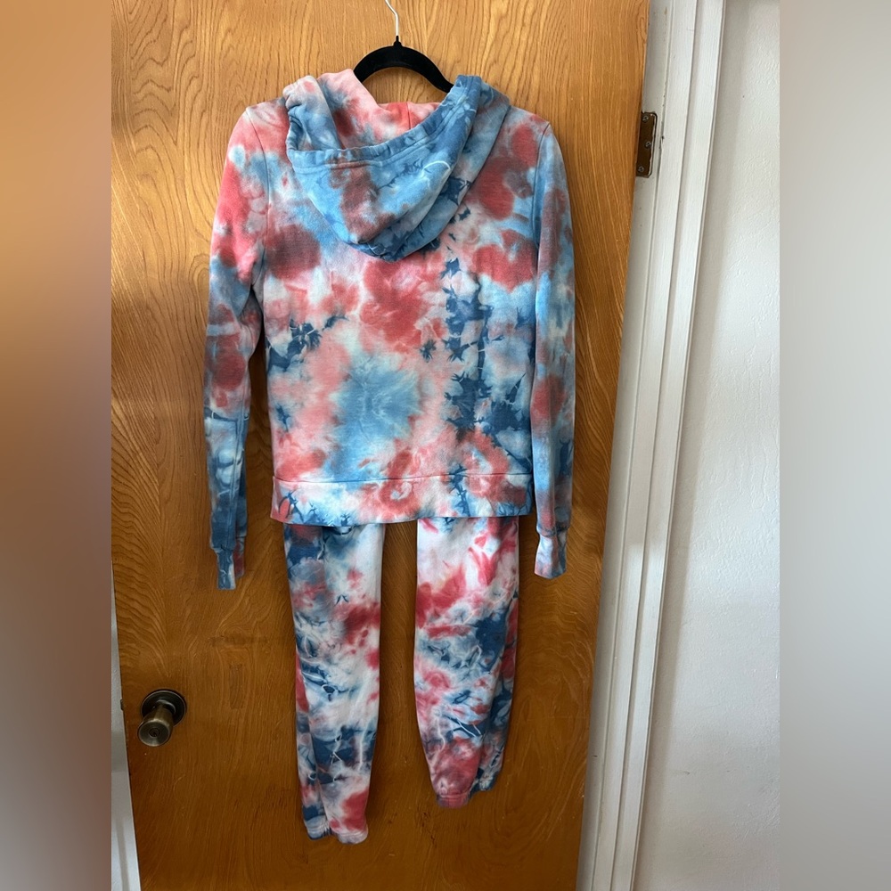 Aviator Nation Red and Blue hand Tie-Dye Track Suit Set - Top (XS) pant (S) - Picture 9 of 15